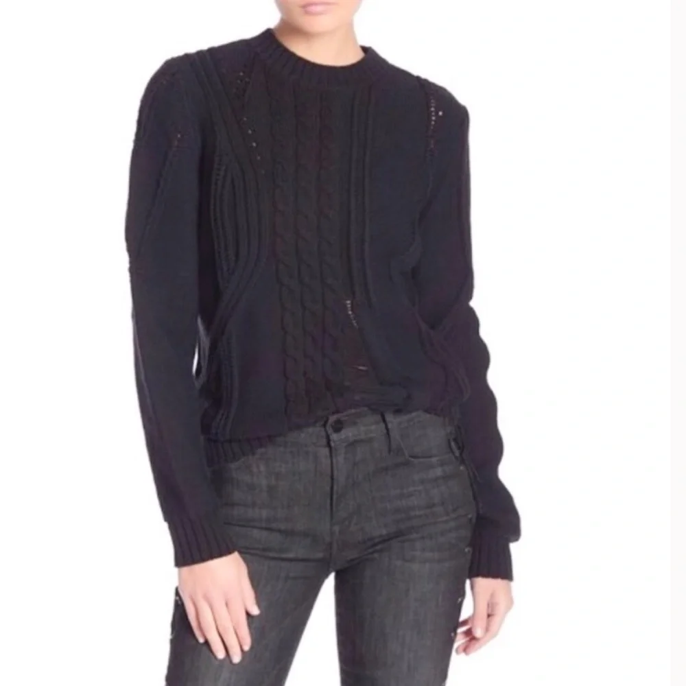 FRAME Cable Knit Thredbare Sweater SZ M